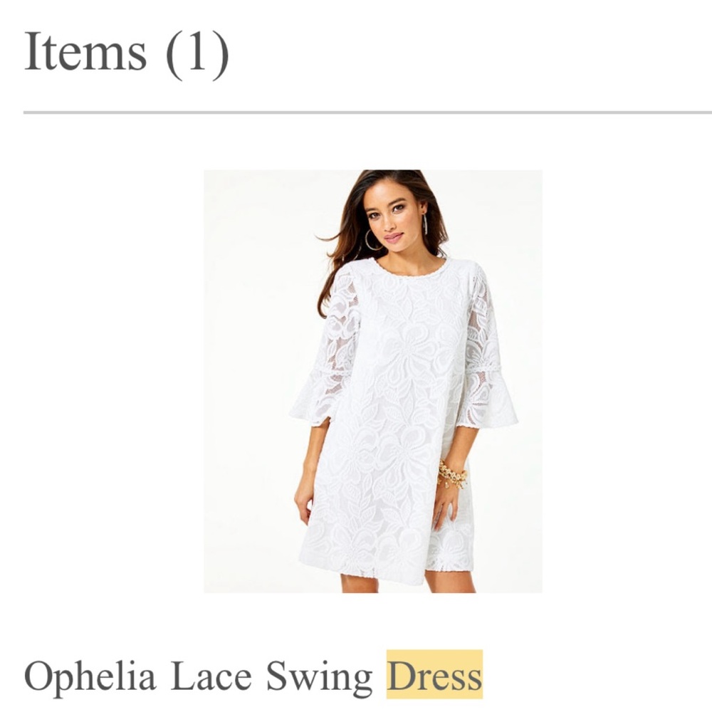 Lilly Pulitzer Ophelia lace swing dress excellent condition size Small.